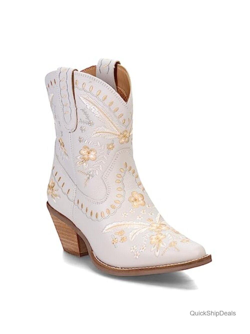 Dingo Primrose Embroidered Snip Toe Western Booties Leather